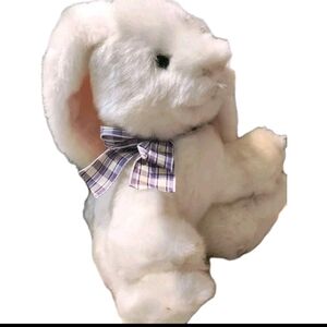 Russ Berrie for Target exclusive Plush White Bunny with Plaid Bow
